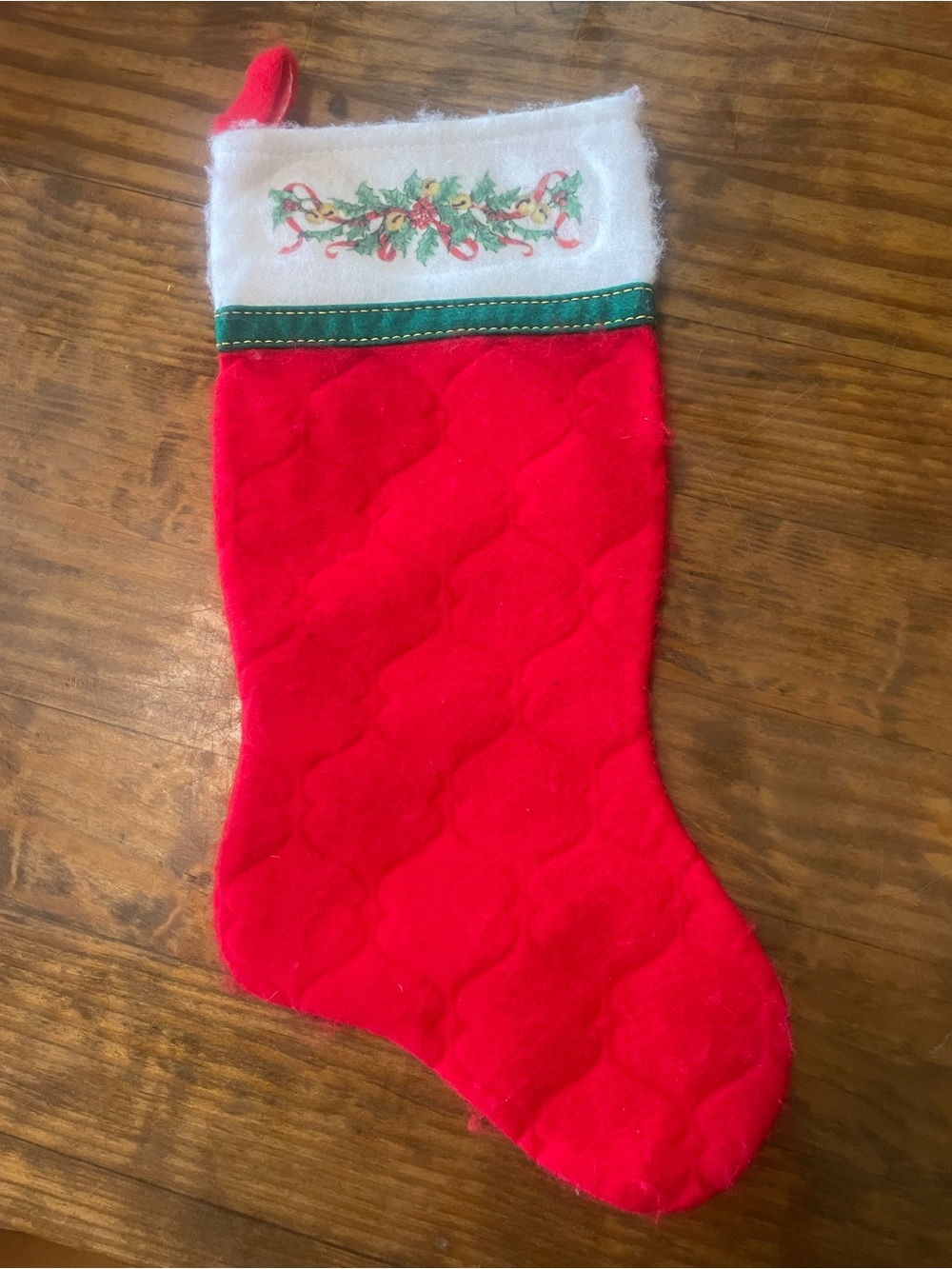 Vintage Christmas Felt Stocking Retro Holiday Home Decor